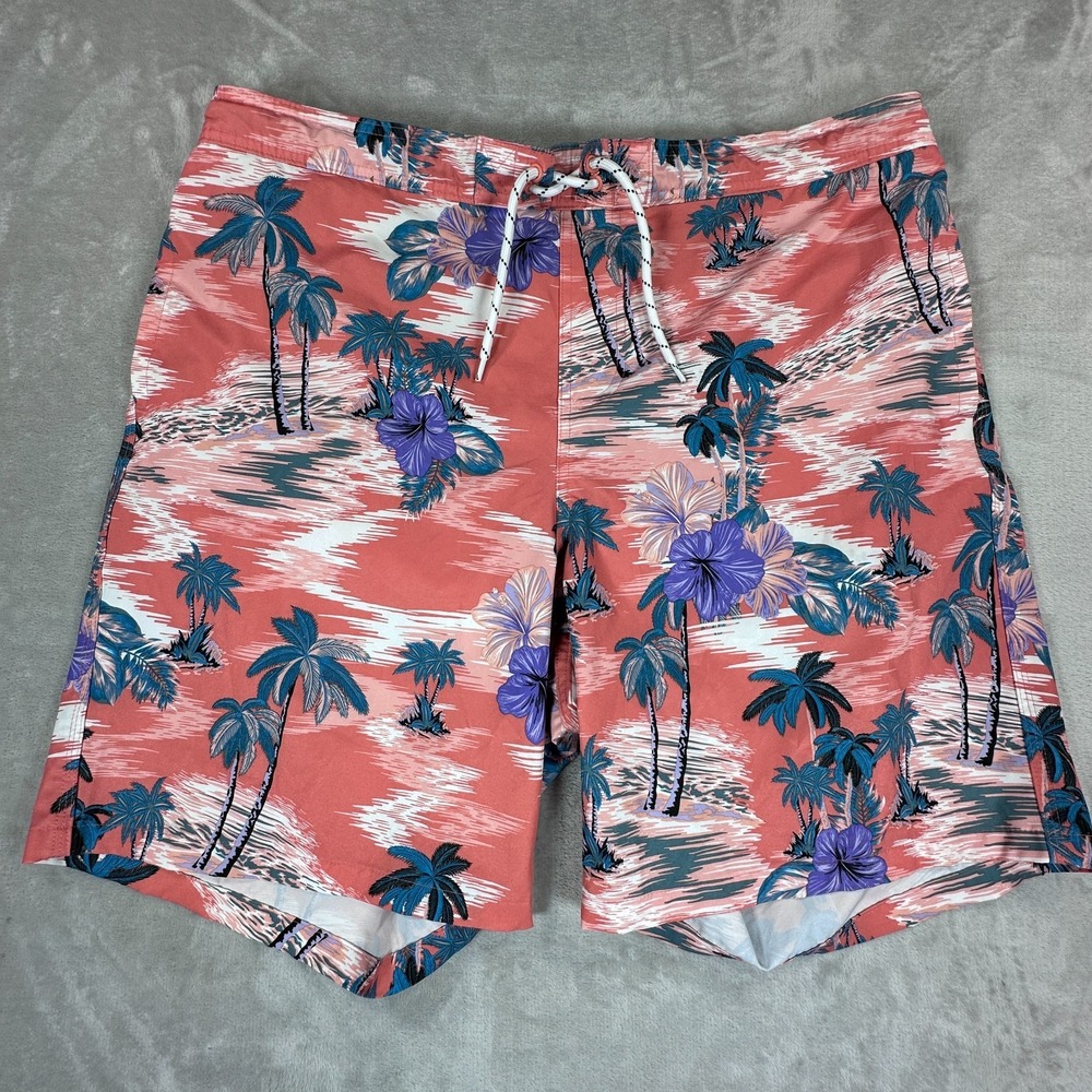 Goodfellow & Co Board Shorts Mens 2XL Multicolor Palm Trees Tropical Hawaiian